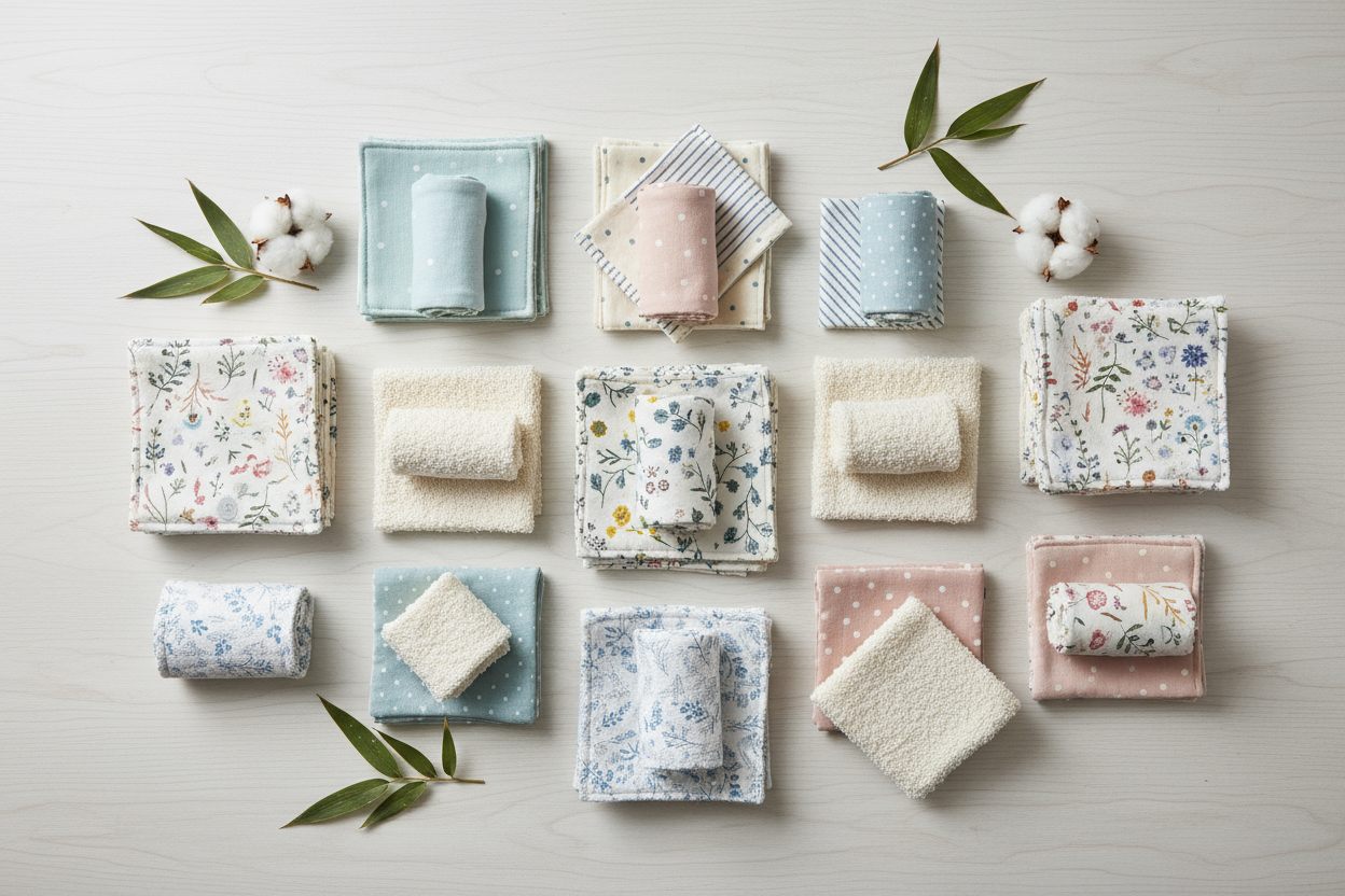 Essentiels de soin bébé lavables et faits main