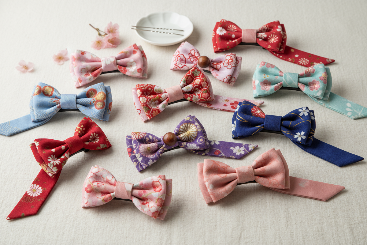 Barrettes nœud pour cheveux enfant faites main