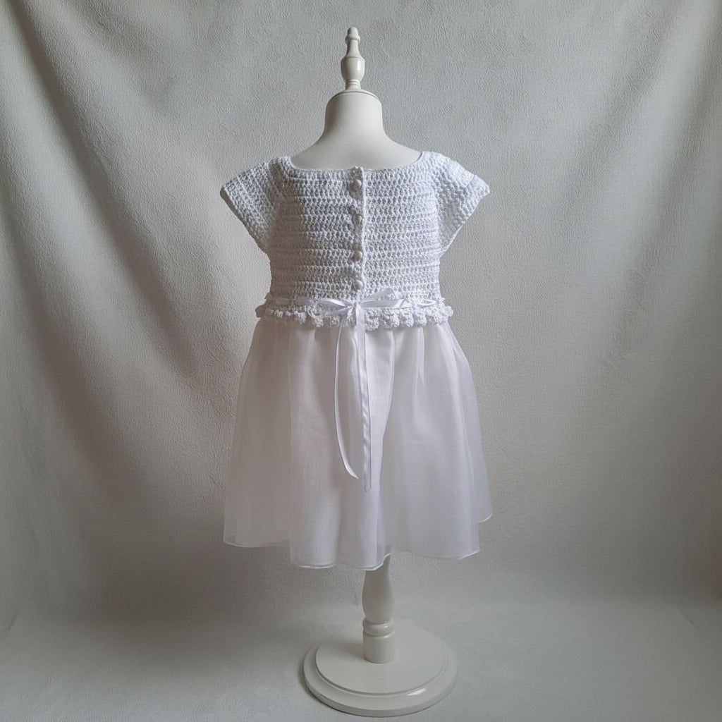 Robe de baptême fille – Crochet & organza