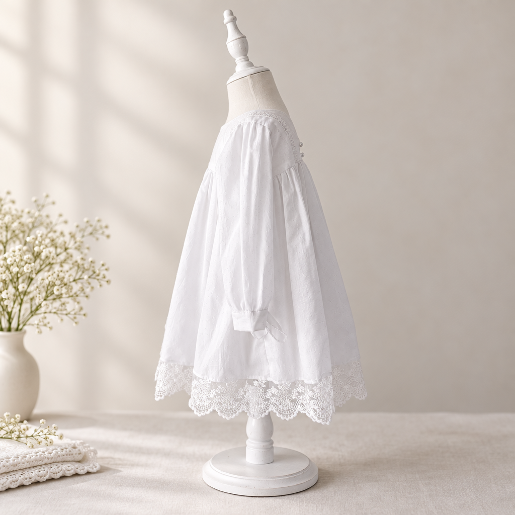Robe de baptême fille à manches longues – Adèle