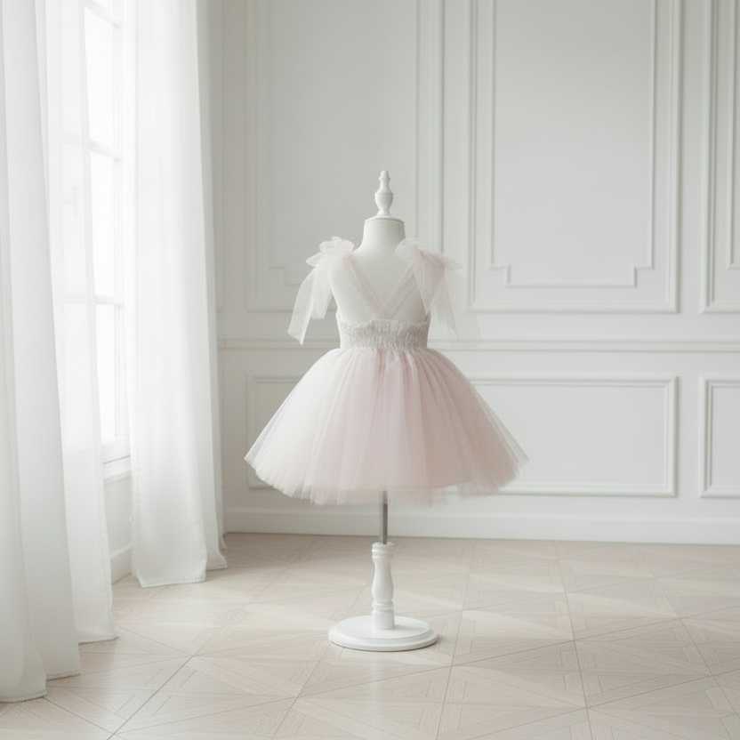 La Robe de Cérémonie "Féérie Rose" – Tulle Pailleté & Volume Princesse